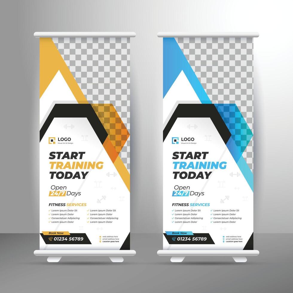 Rollup Banner Design for gym vector