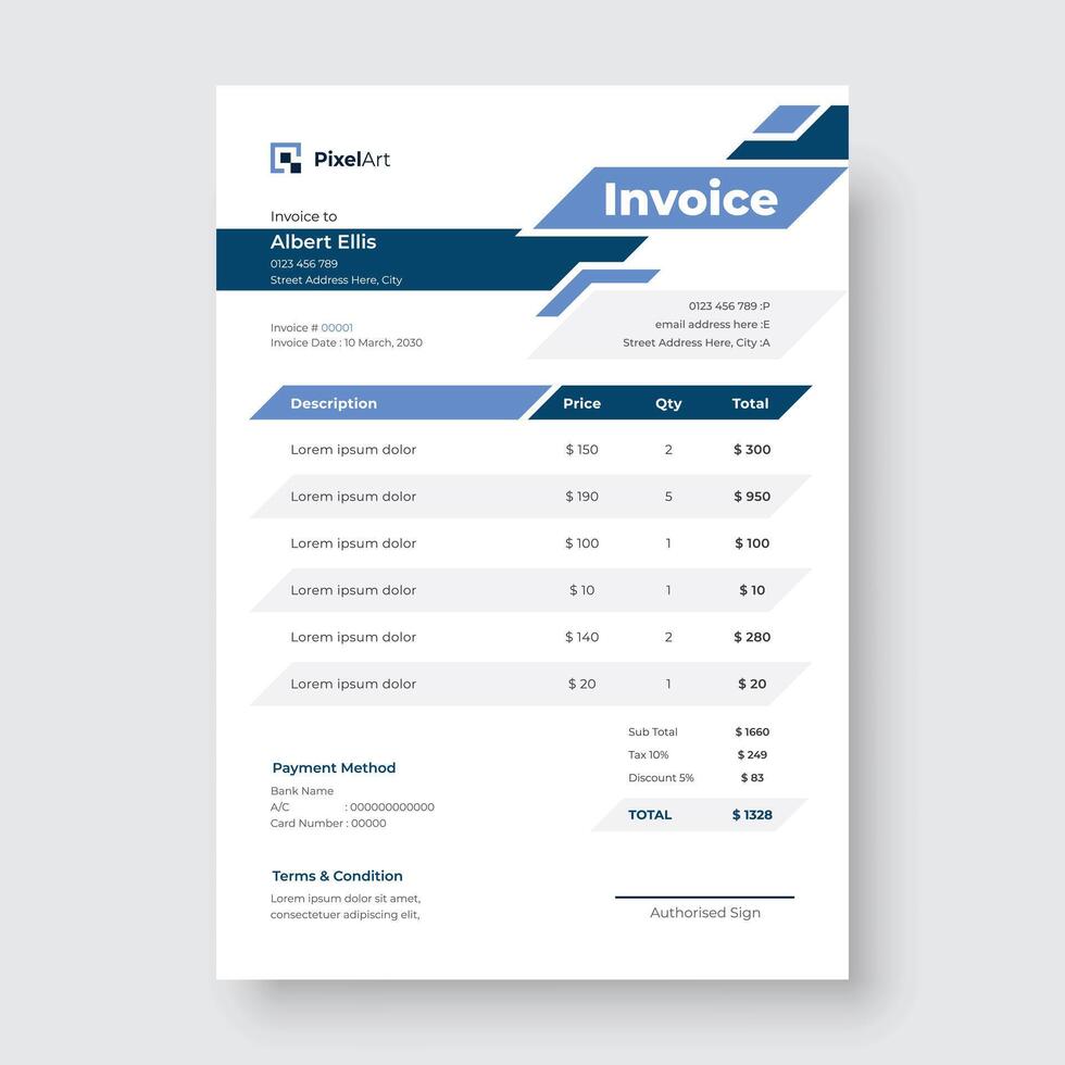 Modern corporate invoice design template vector