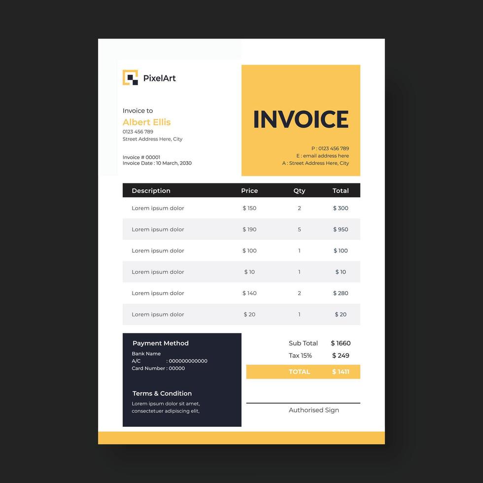 Corporate invoice design stationery template vector