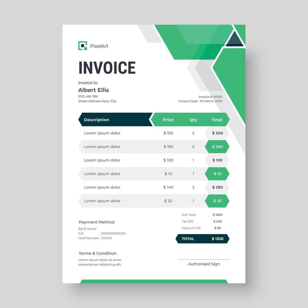 Minimal Corporate Business Invoice design template, Business Stationery Design vector