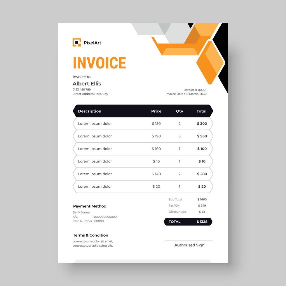 Minimal Corporate Business Invoice design template, Business Stationery Design vector