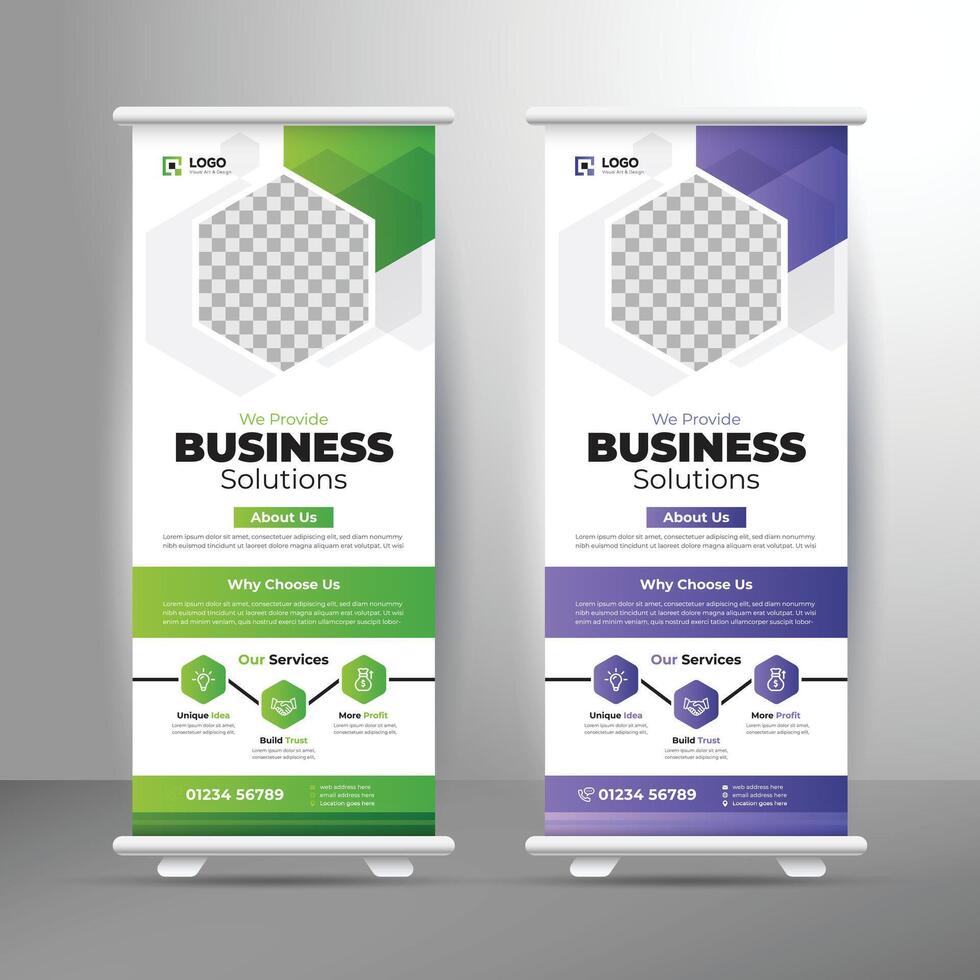 Business Solution Agency Rollup Banner Design Template vector