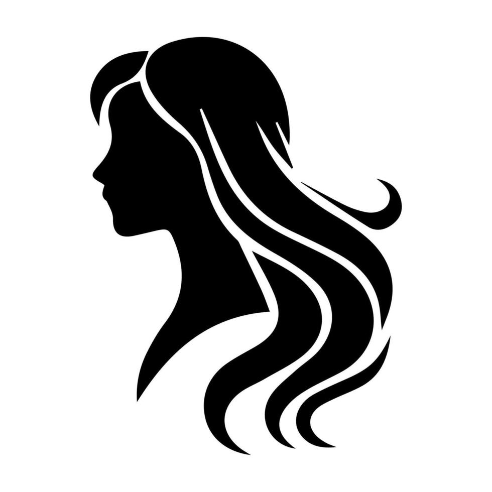 mujer cabeza silueta, cara perfil, viñeta. mano dibujado vector ilustración, aislado en blanco antecedentes. diseño para invitación, saludo tarjeta, Clásico estilo.