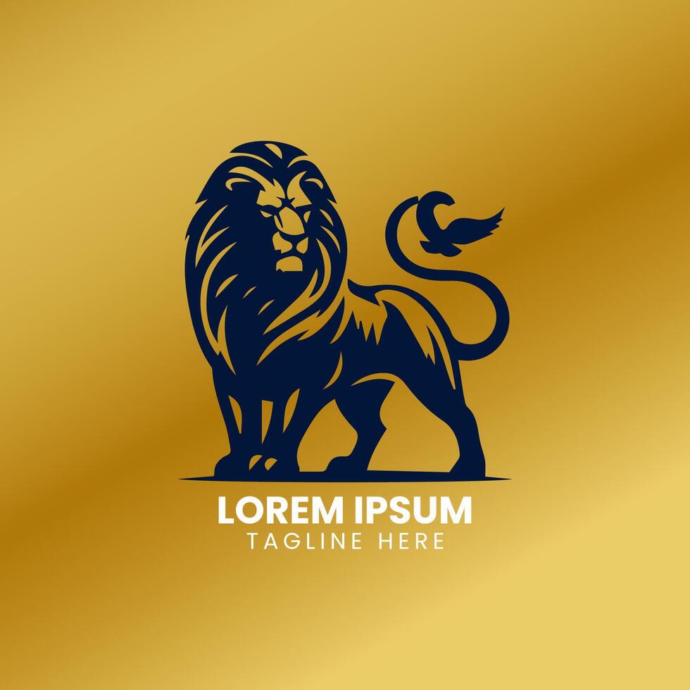 Lion Gold logo design vector template