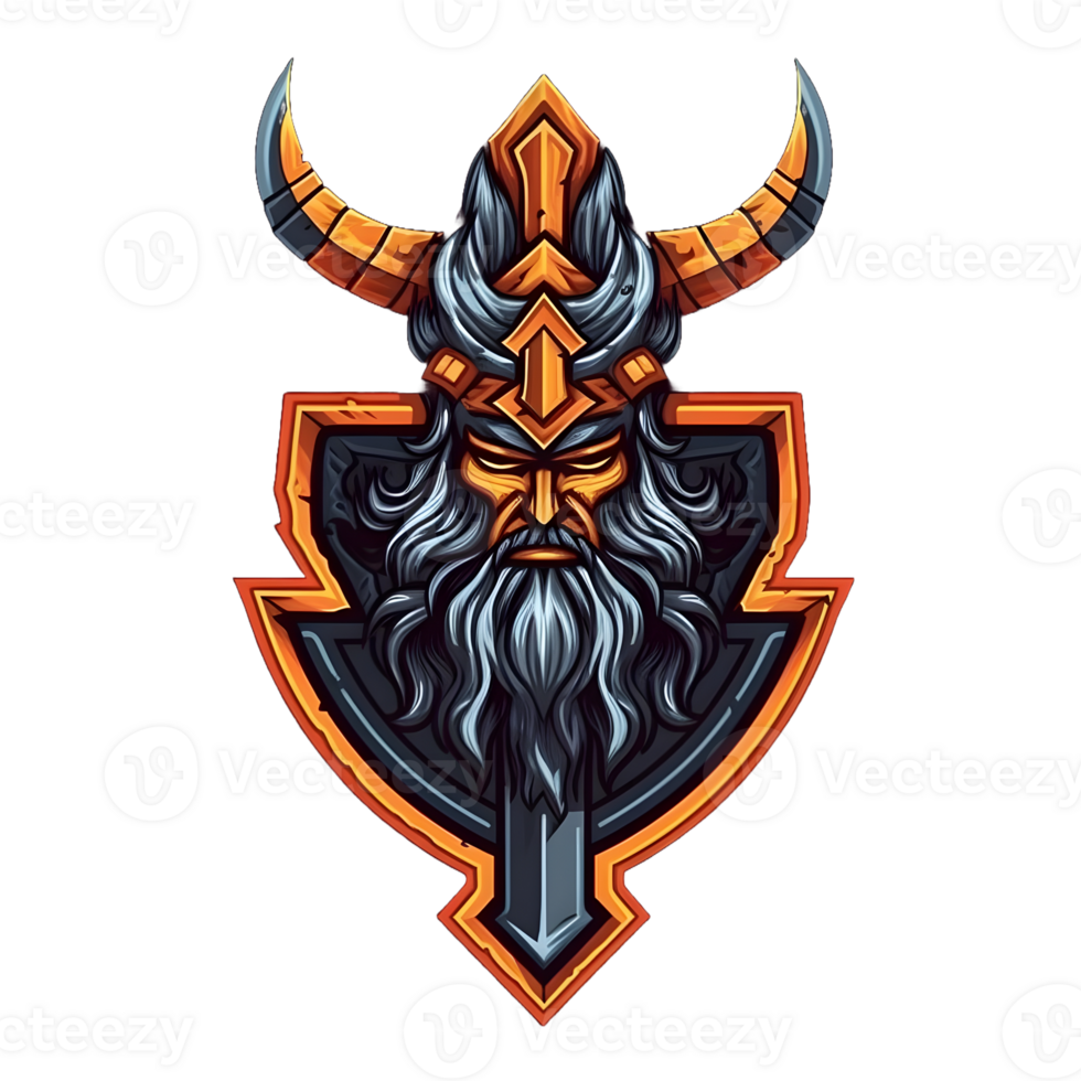 AI generated Strong Bearded Old King with Weapons Isolated on Transparent Background. Armored God Mascot Illustration for T-shirt Design. Generative Ai png