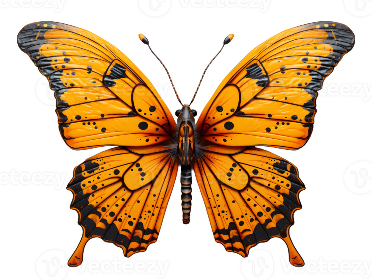 AI generated Close Up of a Beautiful and Multicolored Butterfly with Spread Wings Isolated on Transparent Background. Generative Ai png