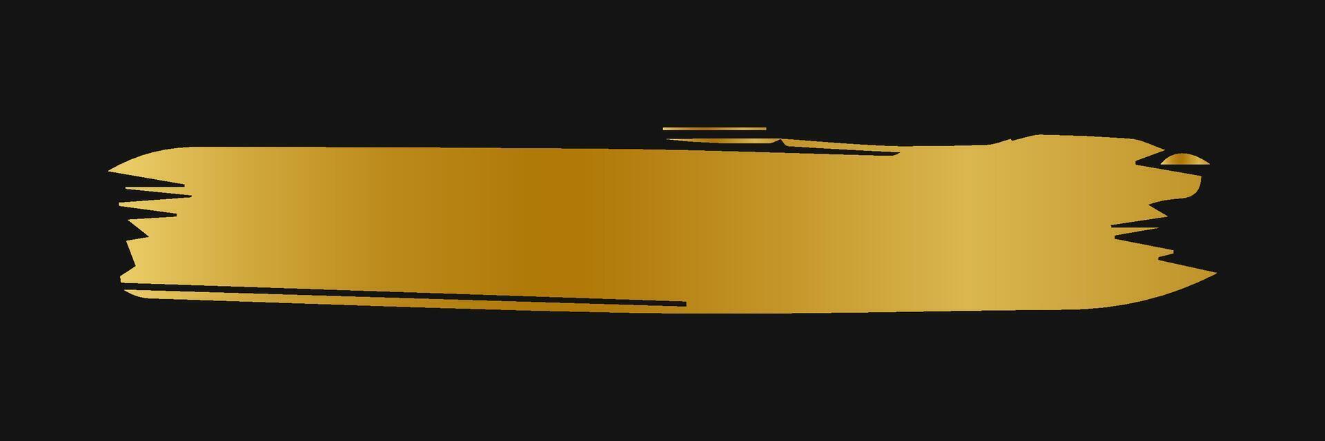 Golden paint brush stroke. Set of gold paint smear with glittering texture. Realistic gold brush stroke with metallic effect. Vector