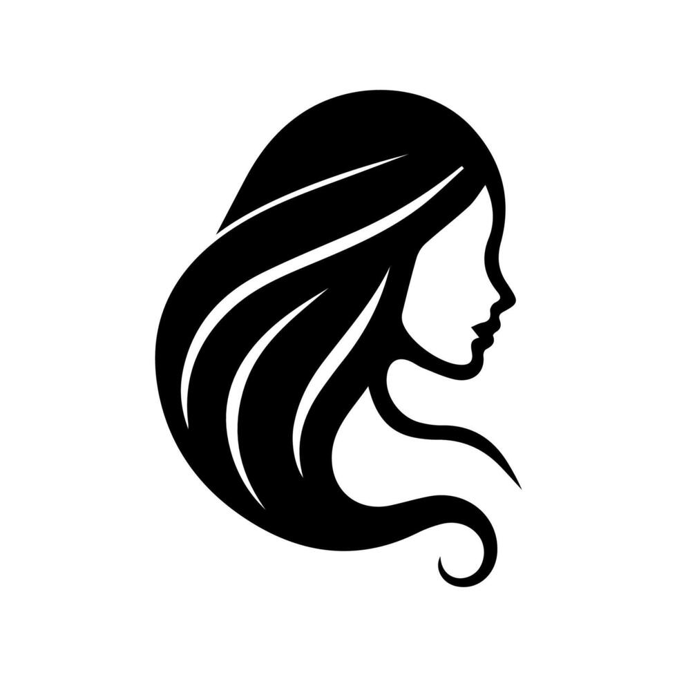 mujer cabeza silueta, cara perfil, viñeta. mano dibujado vector ilustración, aislado en blanco antecedentes. diseño para invitación, saludo tarjeta, Clásico estilo.