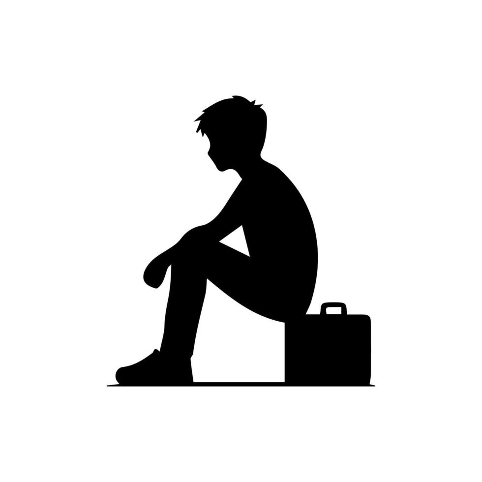 Alone boy sad Silhouette of Very sad man Free Vector