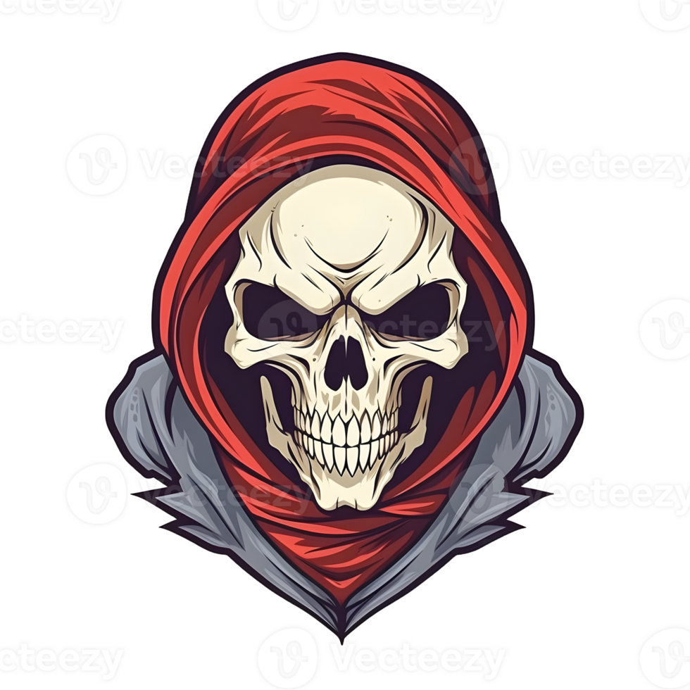 AI generated Assassin Skull Logo or Emblem Illustration Isolated on Transparent Background. Skull with Headscarf Illustration. Generative Ai png