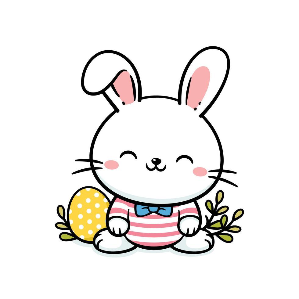 Cute White Baby Easter Bunny vector