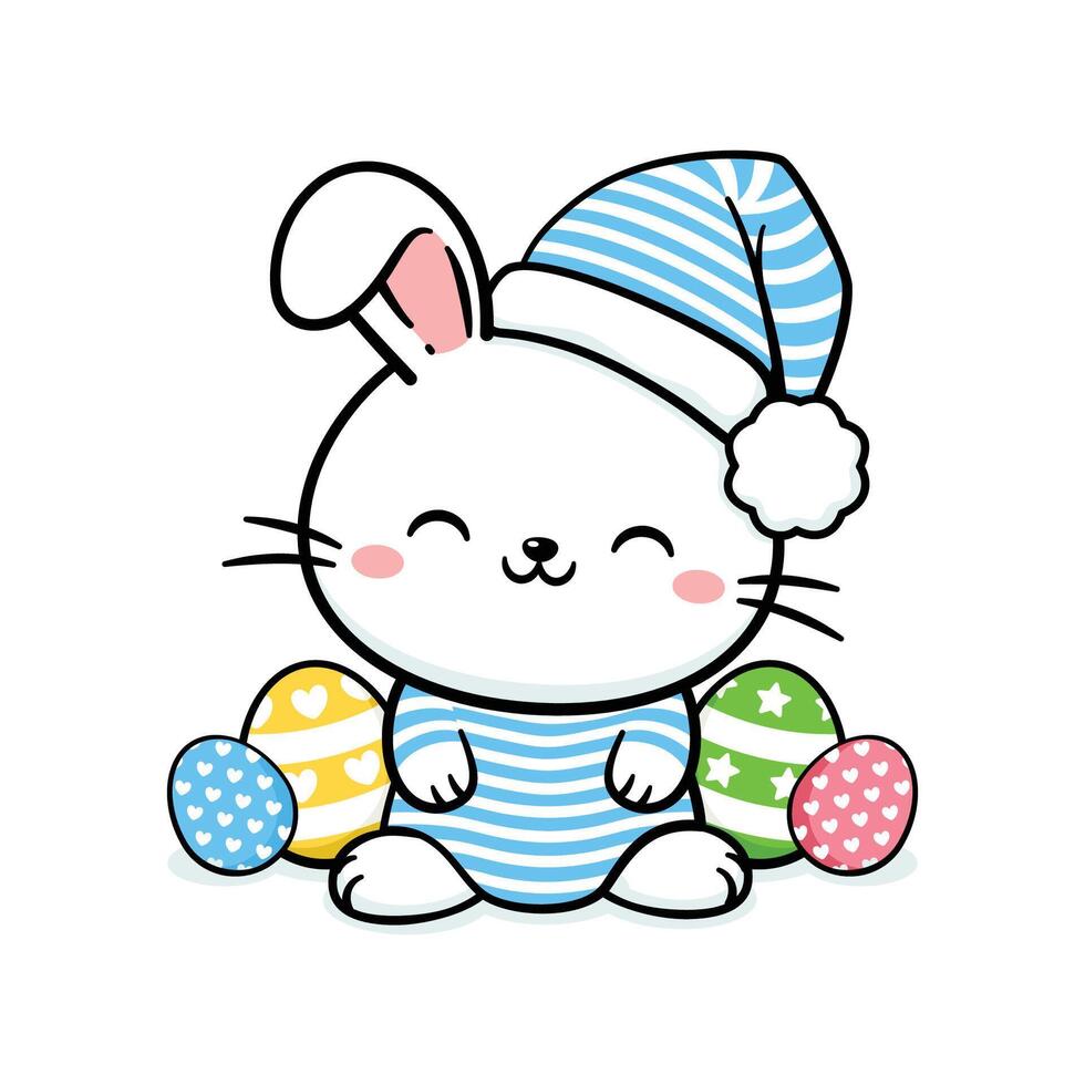 Cute Easter Bunny Rabbit In Sleeping Suit vector