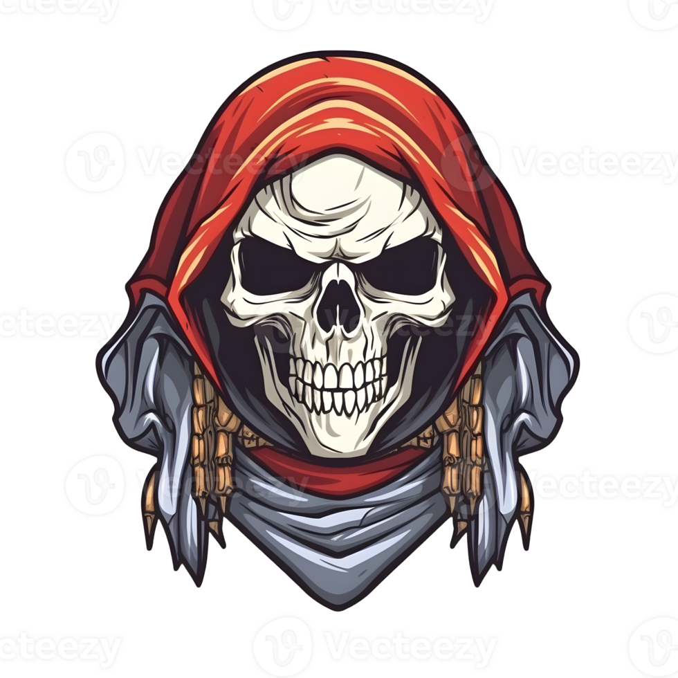 AI generated Assassin Skull Logo or Emblem Illustration Isolated on Transparent Background. Skull with Headscarf Illustration. Generative Ai png