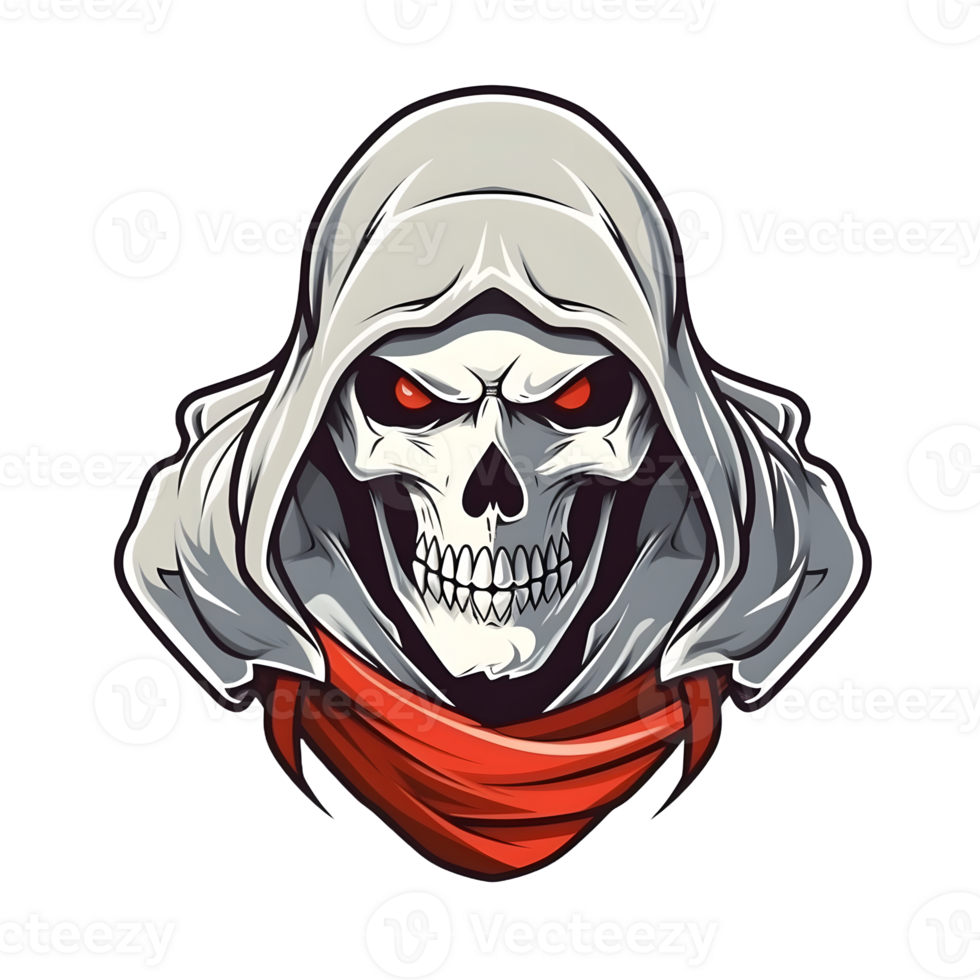 AI generated Assassin Skull Logo or Emblem Illustration Isolated on Transparent Background. Skull with Headscarf Illustration. Generative Ai png