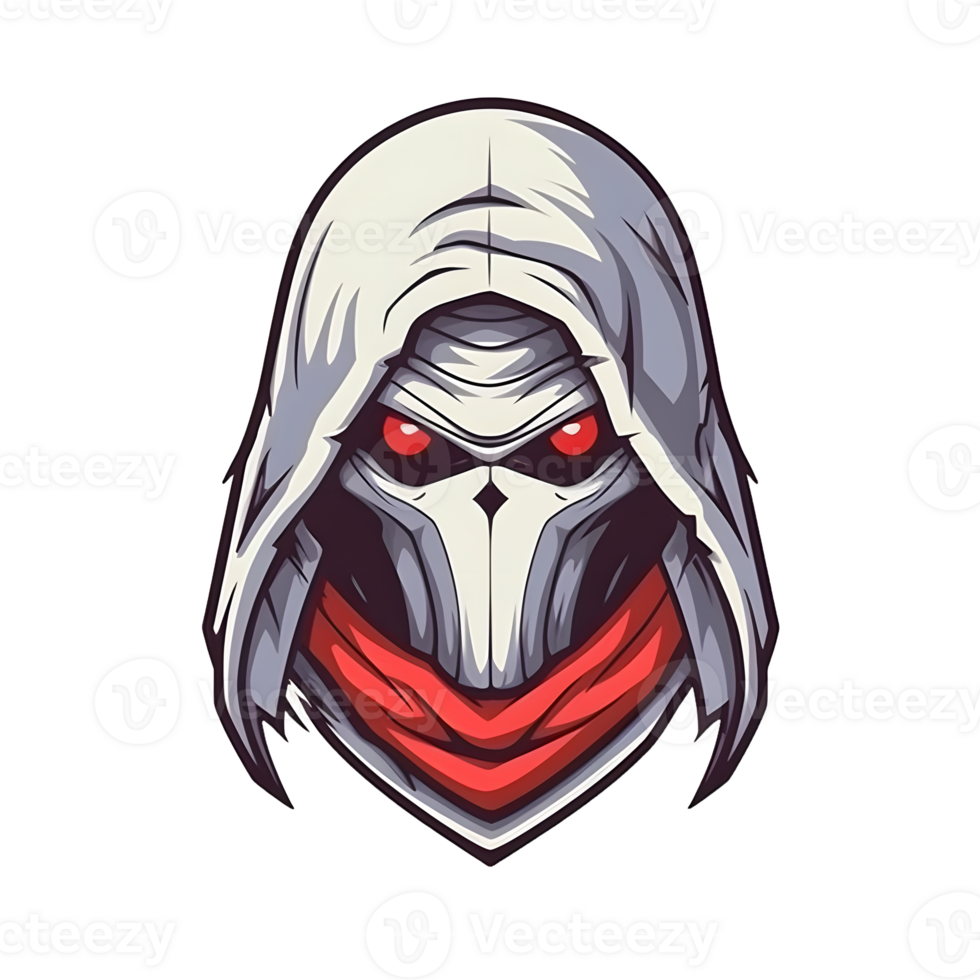 AI generated Assassin Skull Logo or Emblem Illustration Isolated on Transparent Background. Skull with Headscarf Illustration. Generative Ai png