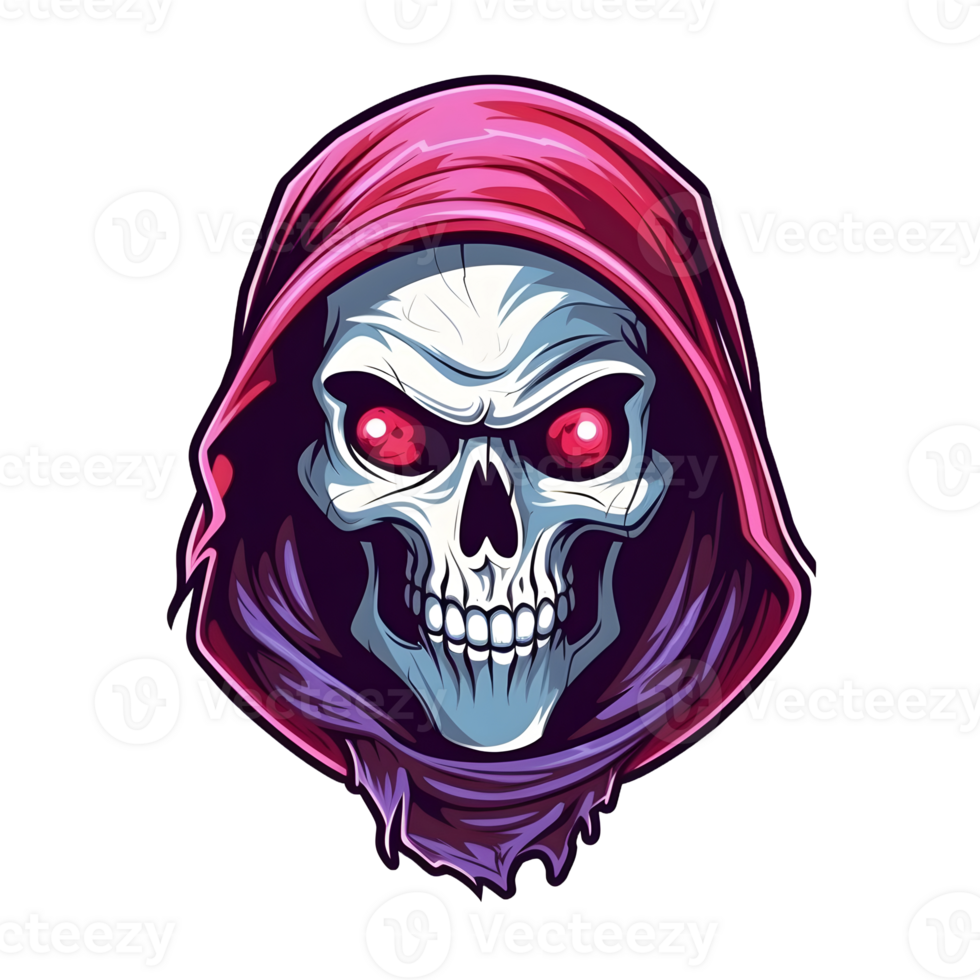 AI generated Assassin Skull Logo or Emblem Illustration Isolated on Transparent Background. Skull with Headscarf Illustration. Generative Ai png