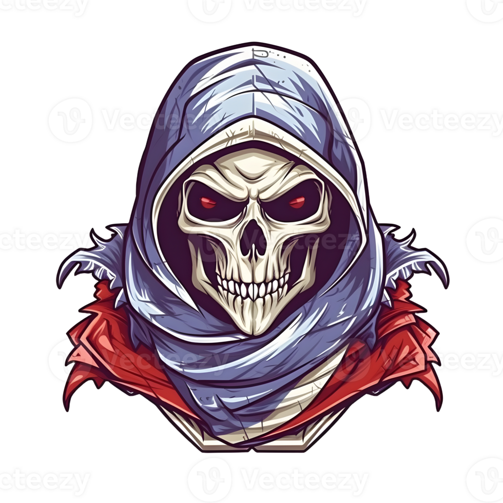 AI generated Assassin Skull Logo or Emblem Illustration Isolated on Transparent Background. Skull with Headscarf Illustration. Generative Ai png