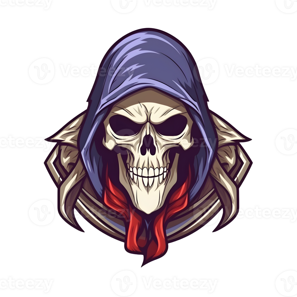 AI generated Assassin Skull Logo or Emblem Illustration Isolated on Transparent Background. Skull with Headscarf Illustration. Generative Ai png