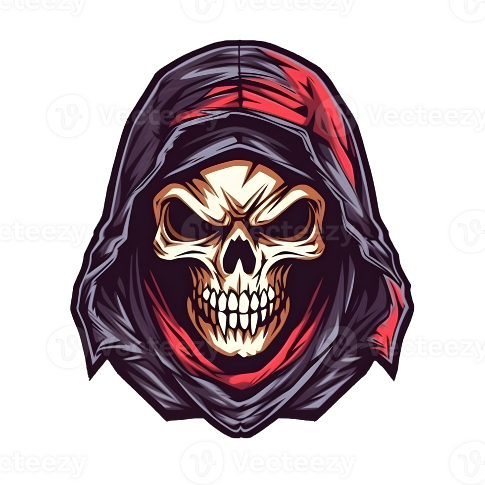 AI generated Assassin Skull Logo or Emblem Illustration Isolated on Transparent Background. Skull with Headscarf Illustration. Generative Ai png