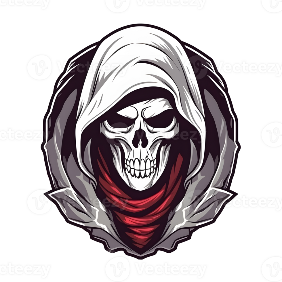 AI generated Assassin Skull Logo or Emblem Illustration Isolated on Transparent Background. Skull with Headscarf Illustration. Generative Ai png