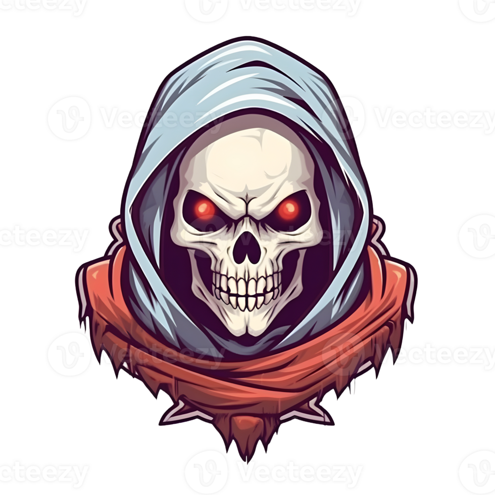 AI generated Assassin Skull Logo or Emblem Illustration Isolated on Transparent Background. Skull with Headscarf Illustration. Generative Ai png
