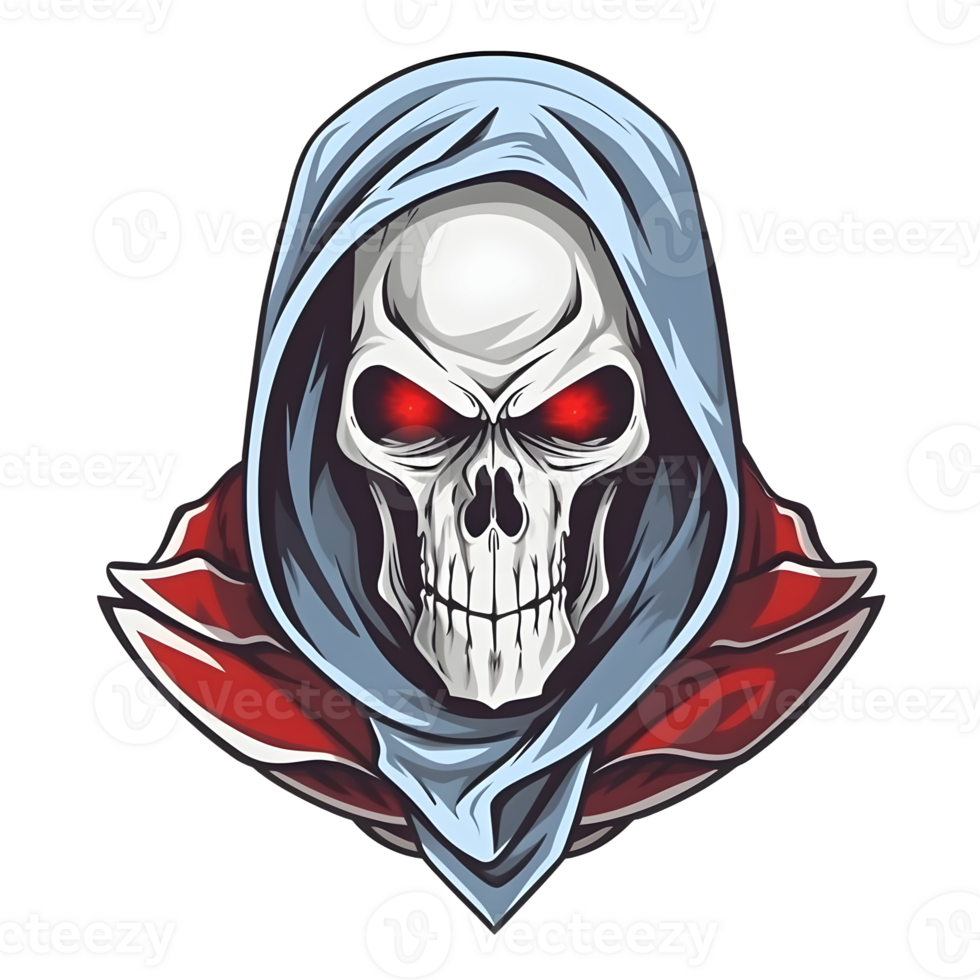 AI generated Assassin Skull Logo or Emblem Illustration Isolated on Transparent Background. Skull with Headscarf Illustration. Generative Ai png