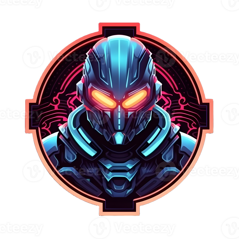 AI generated Futuristic Armored Soldier with Weapon Isolated on Transparent Background, can be used for T-shirt Design. Robotic Warrior Illustration. Generative Ai png