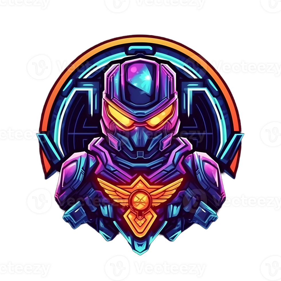 AI generated Futuristic Armored Soldier with Weapon Isolated on Transparent Background, can be used for T-shirt Design. Robotic Warrior Illustration. Generative Ai png
