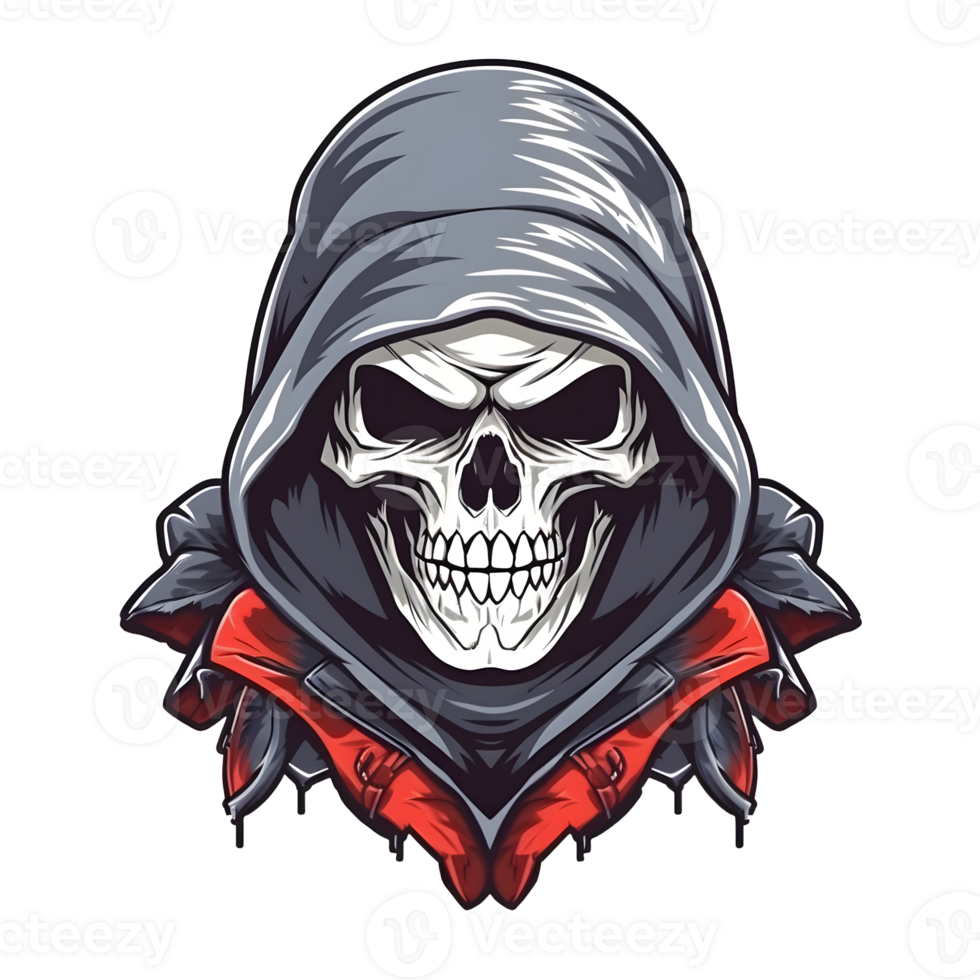 AI generated Assassin Skull Logo or Emblem Illustration Isolated on Transparent Background. Skull with Headscarf Illustration. Generative Ai png