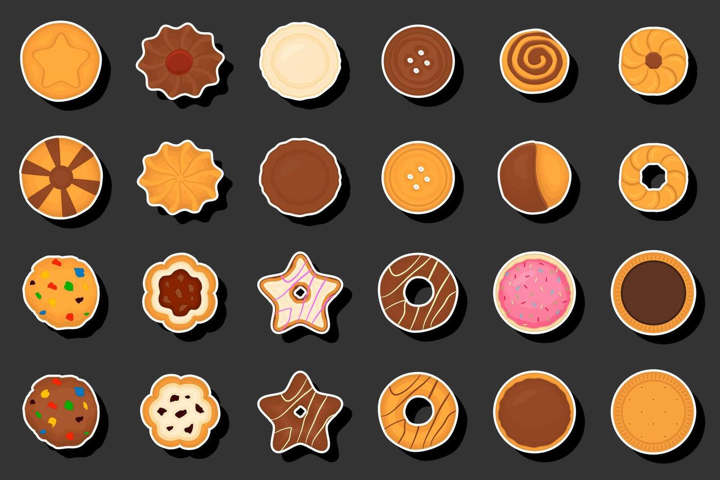 ilustración en tema Fresco dulce sabroso Galleta de consistente varios ingredientes vector