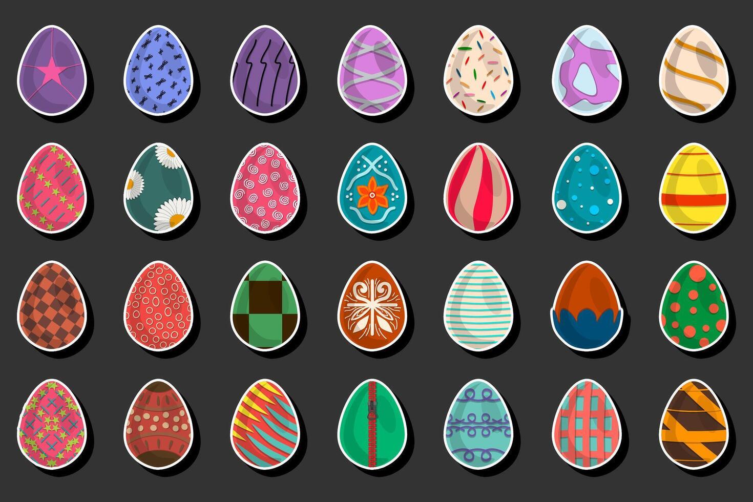 ilustración en tema celebracion fiesta Pascua de Resurrección con cazar vistoso brillante huevos vector