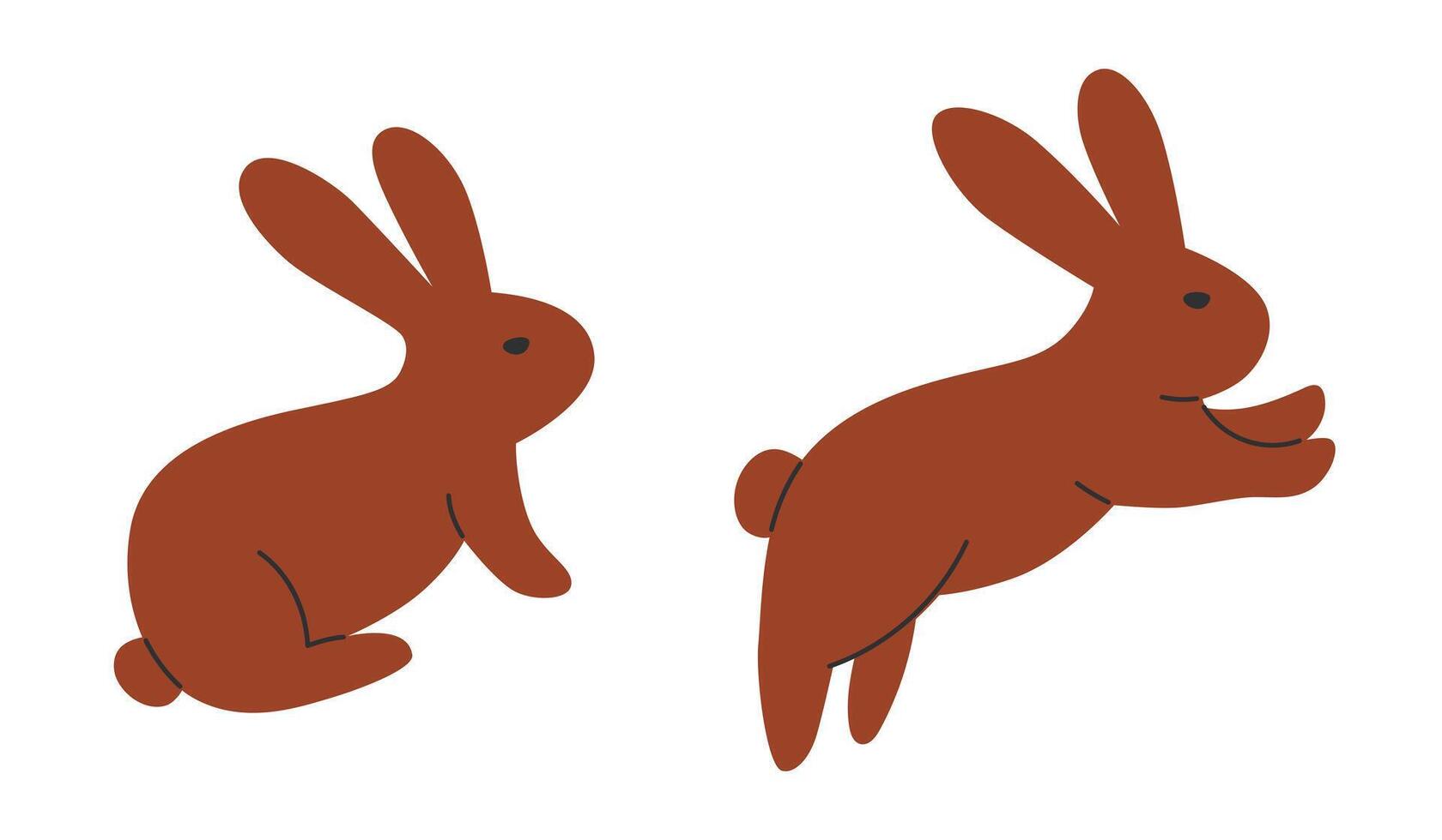 Chocolate Easter bunny. Happy Easter. Spring holiday. Vector illustration in flat hand drawn style