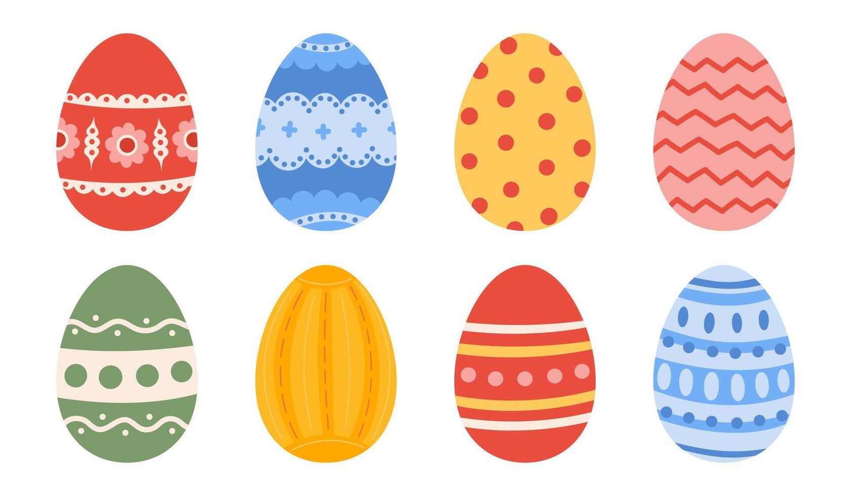 Pascua de Resurrección huevos con modelo colocar. primavera día festivo. vector ilustración en plano mano dibujado estilo