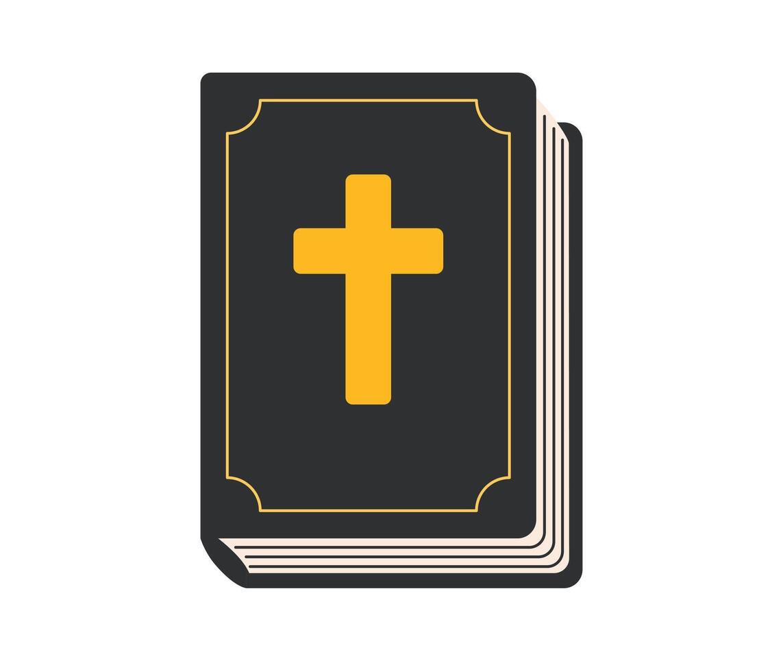 Bible icon. Religious christian sign. Easter symbol. Holy Week. Vector illustration in flat hand drawn style