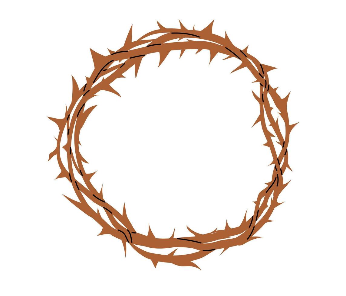 Crown of thorns icon. Easter symbol. Religious christian sign. Holy Week. Vector illustration in flat hand drawn style