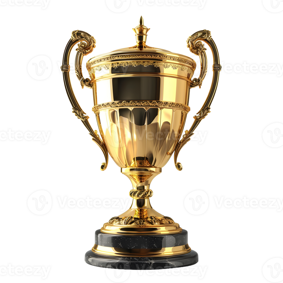 AI generated Luxurious Gold Champion Trophy Cup Isolated on a Transparent Background. Generative Ai png