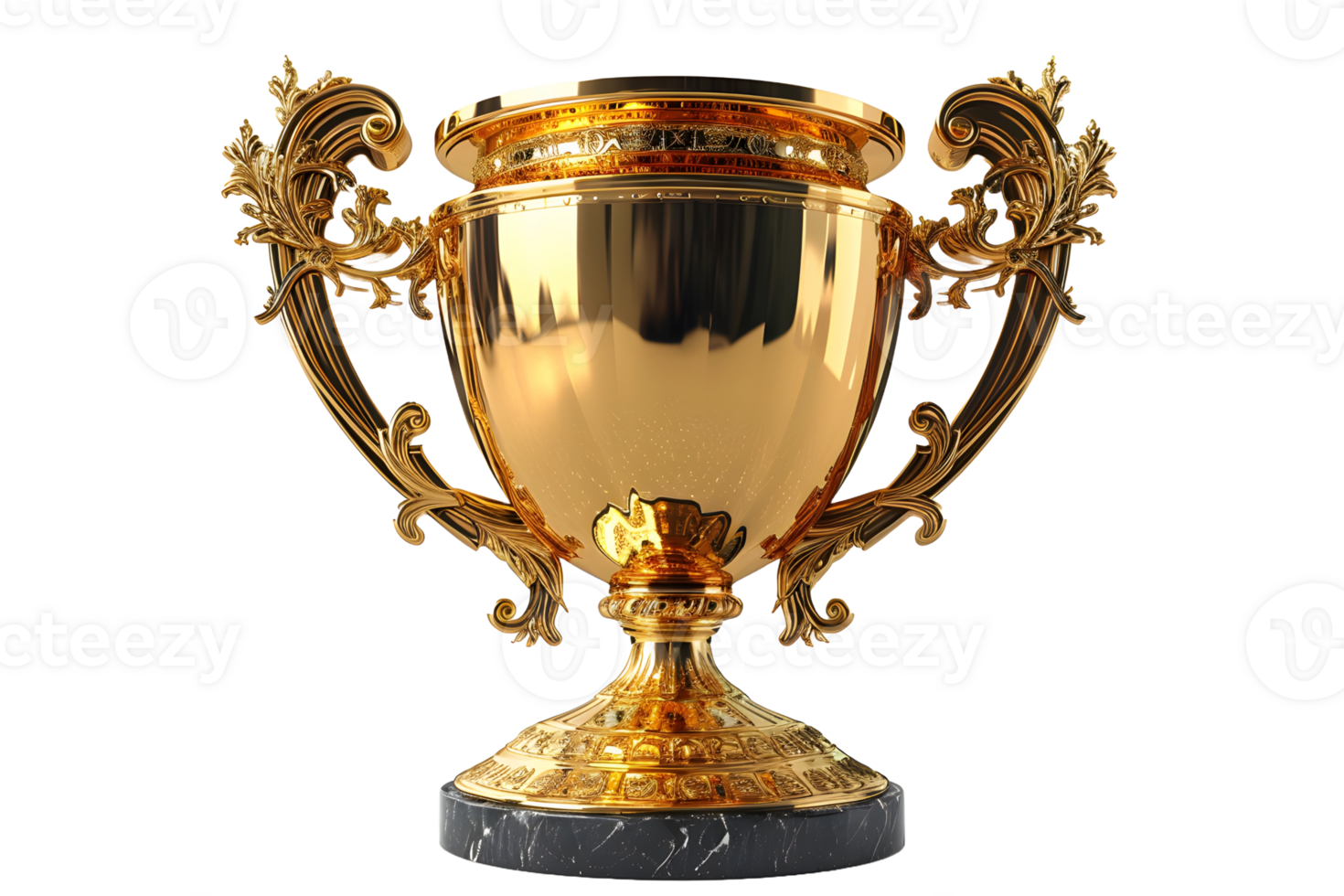AI generated Luxurious Gold Champion Trophy Cup Isolated on a Transparent Background. Generative Ai png