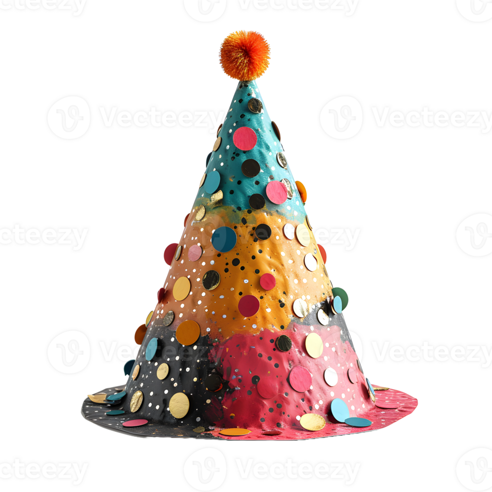 AI generated Colorful Party Hat Isolated on Transparent Background. Birthday Cap. Generative Ai png