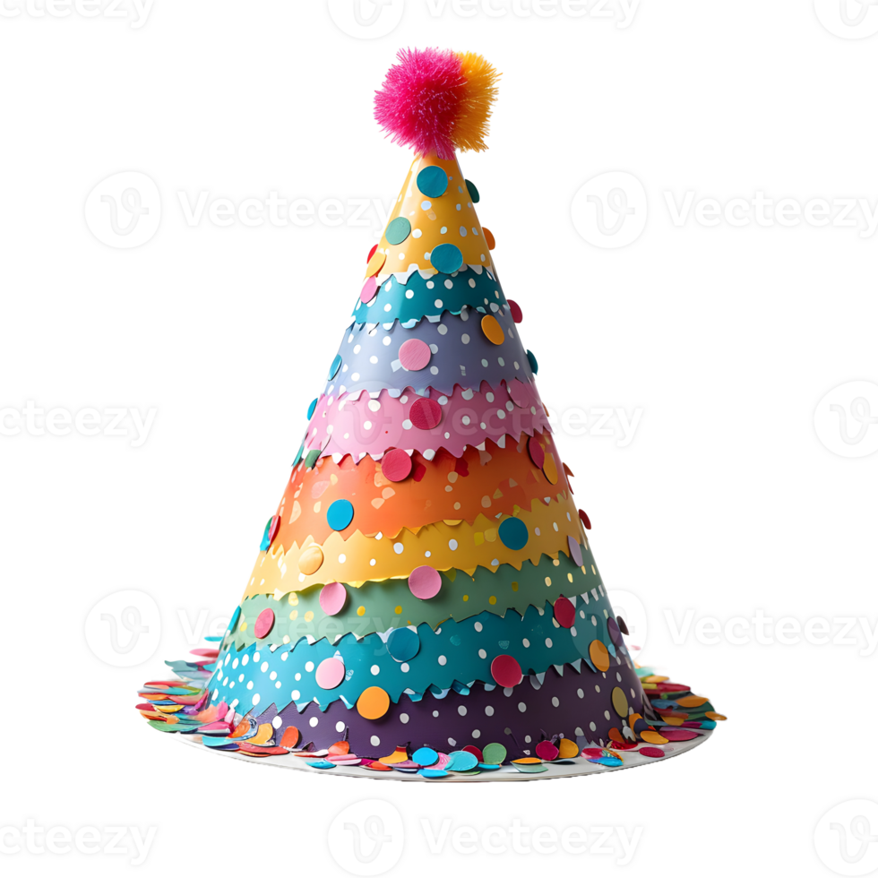 AI generated Colorful Party Hat Isolated on Transparent Background. Birthday Cap. Generative Ai png
