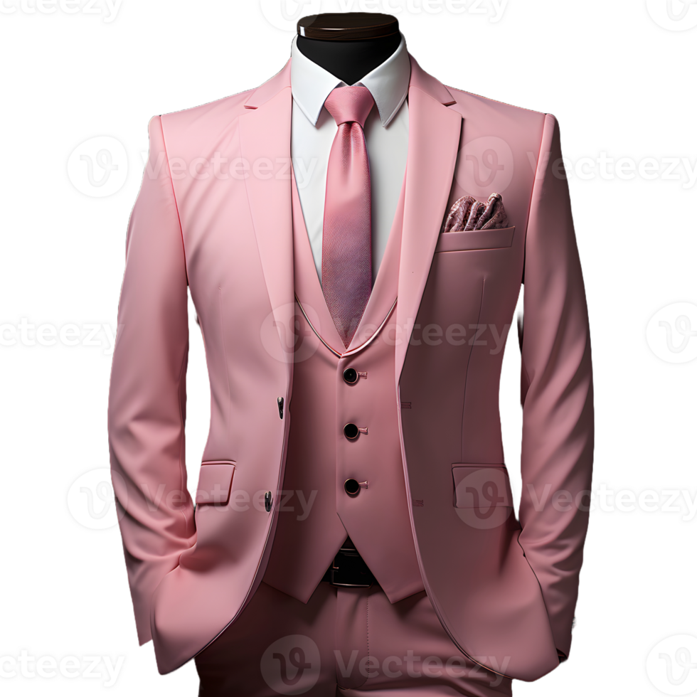 AI generated Pink Men's Formal Suit Isolated on Transparent Background. Generative Ai png