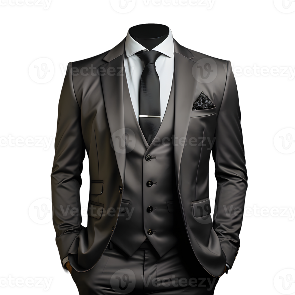 AI generated Elegant Gray Men's Formal Suit Isolated on Transparent Background. Generative Ai png