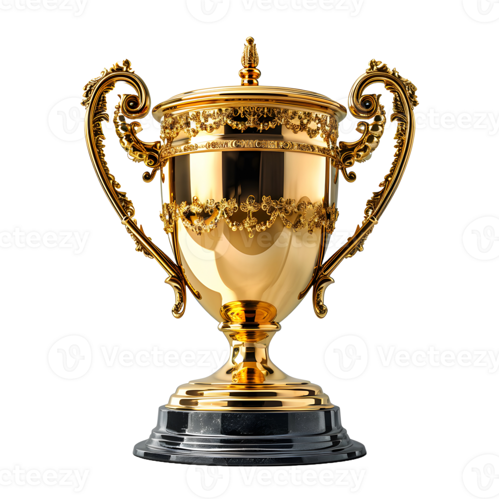 AI generated Luxurious Gold Champion Trophy Cup Isolated on a Transparent Background. Generative Ai png