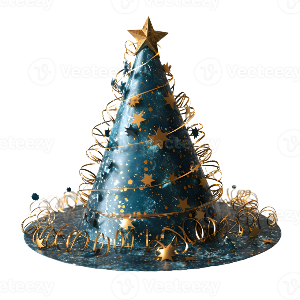 AI generated Sparkly Blue Party Hat Isolated on Transparent Background. Birthday Cap. Generative Ai png