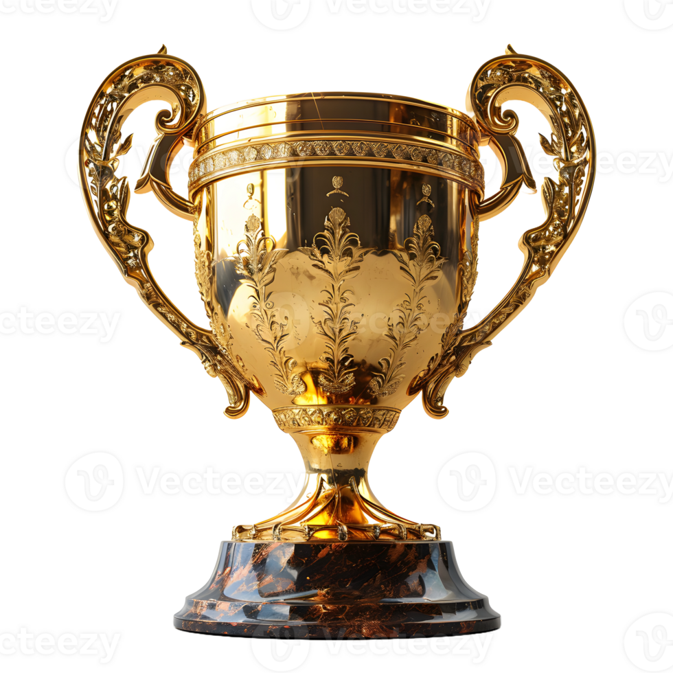AI generated Luxurious Gold Champion Trophy Cup Isolated on a Transparent Background. Generative Ai png