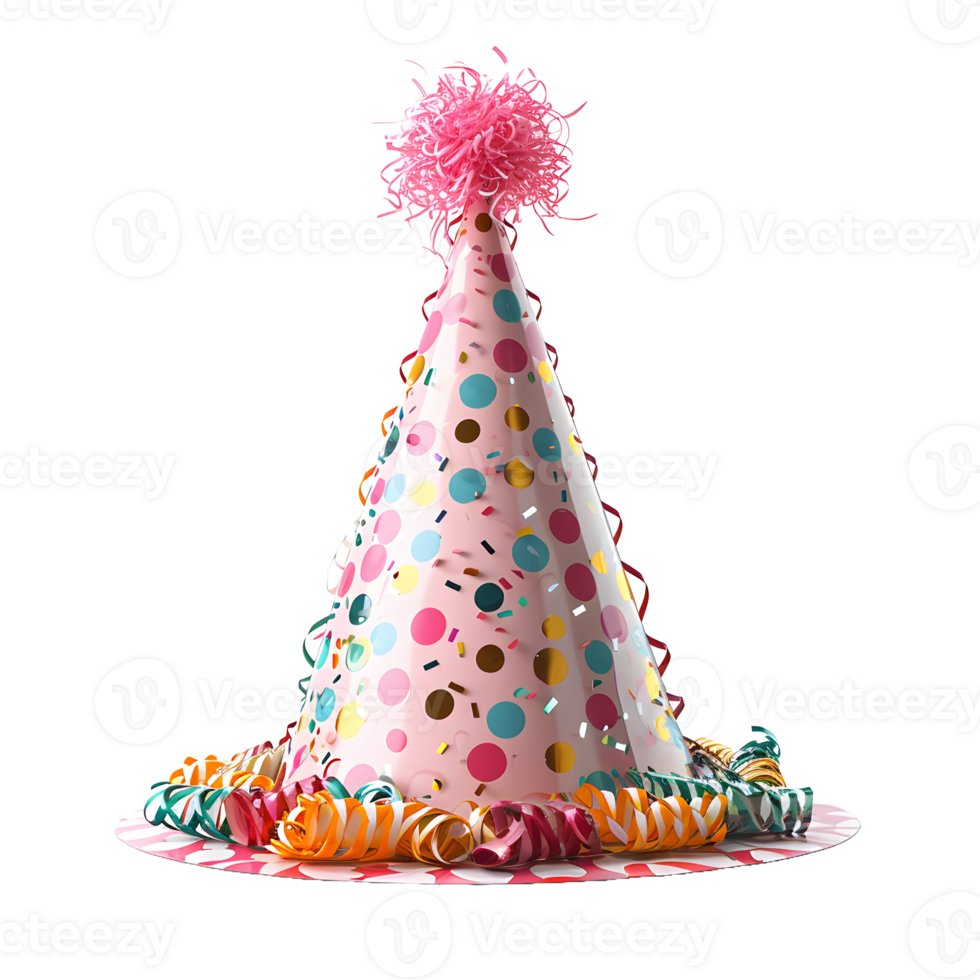 AI generated Pink Party Hat Isolated on Transparent Background. Birthday Cap. Generative Ai png