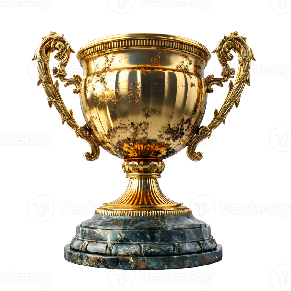 AI generated Luxurious Gold Champion Trophy Cup Isolated on a Transparent Background. Generative Ai png