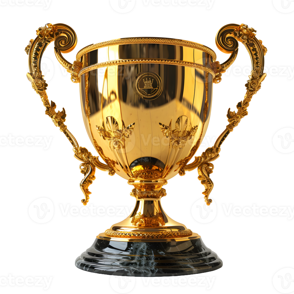 AI generated Luxurious Gold Champion Trophy Cup Isolated on a Transparent Background. Generative Ai png