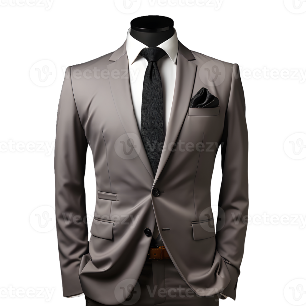 AI generated Elegant Gray Men's Formal Suit Isolated on Transparent Background. Generative Ai png