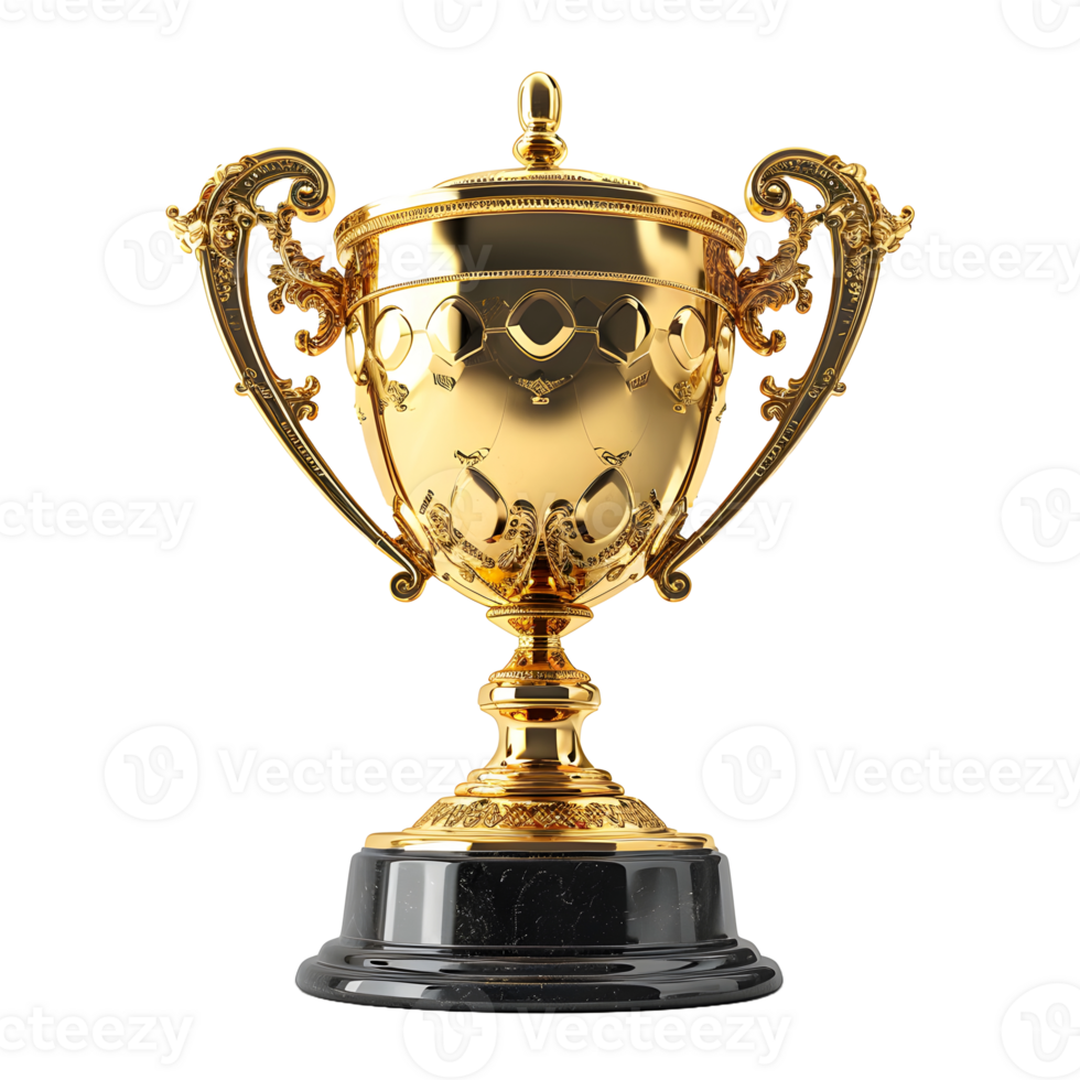 AI generated Luxurious Gold Champion Trophy Cup Isolated on a Transparent Background. Generative Ai png