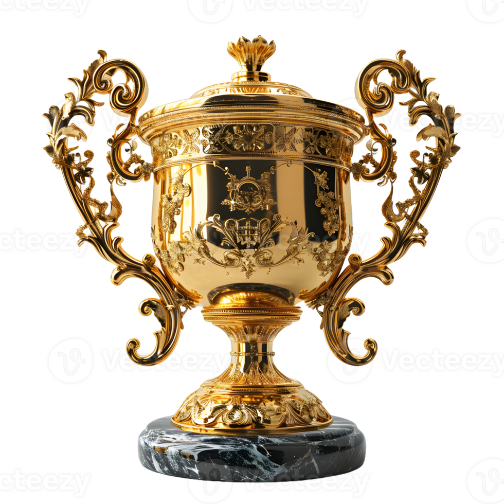 AI generated Luxurious Gold Champion Trophy Cup Isolated on a Transparent Background. Generative Ai png